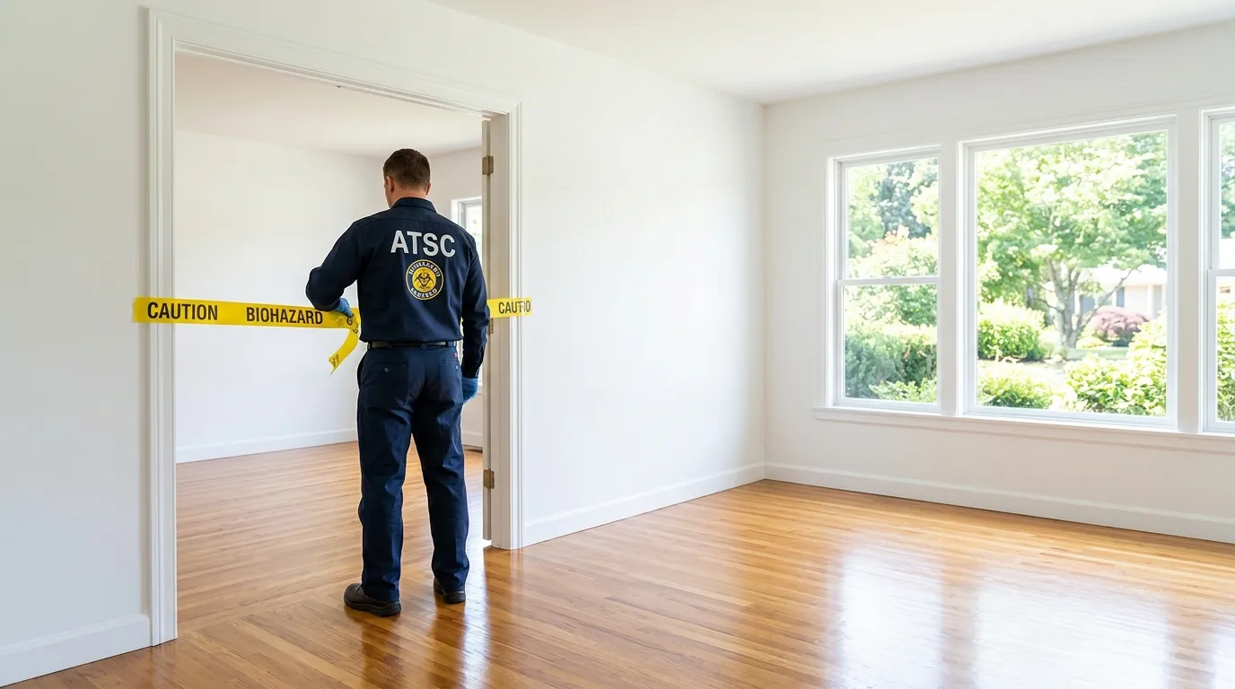 Certified biohazard cleanup crew performing Trauma Scene Cleanup in Cutlerville